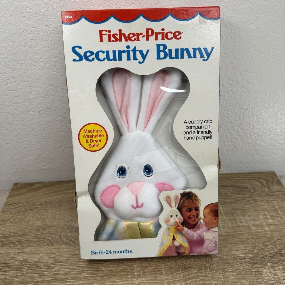 VINTAGE 1979 Fisher Price Security Bunny Blanket Multicolor Pastel New In Box